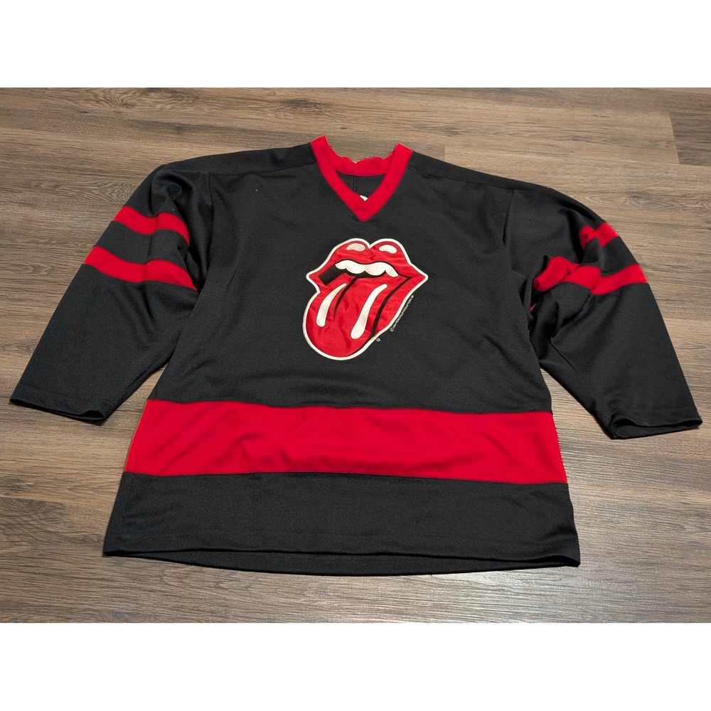Vintage 1994 Rolling Stones Brockum Hockey Jersey Black Red Voodoo Lounge L/X‎